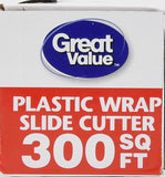 Slide Cutter Plastic Wrap, Clear, 300 sq ft